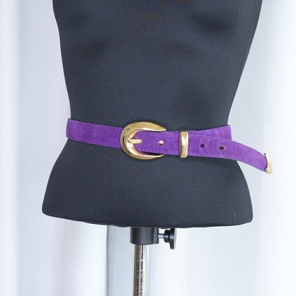 Vintage 90s Purple Suede Belt Sz S - Picture 1 of 5